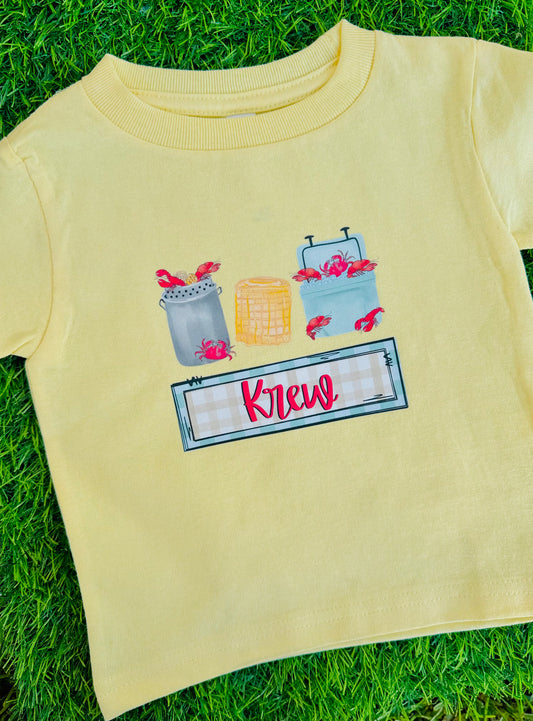 Personalized Crawfish Baby Romper & Tee – Custom Name Crawfish Outfit – Southern Baby Outfit – Crawfish Boil Kids Seafood Outfit