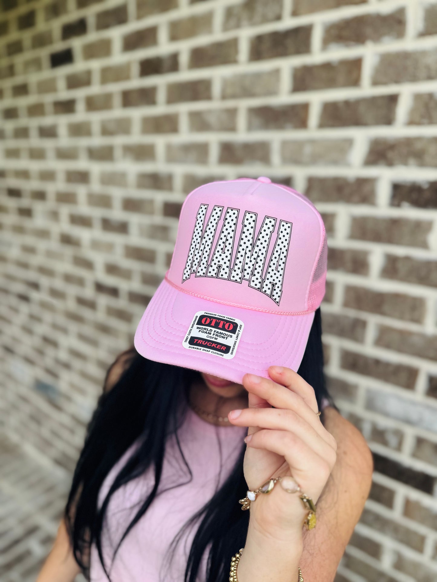 Mama Polka Dot Trucker Hat - OTTO Trucker Hats 🩷⚪️