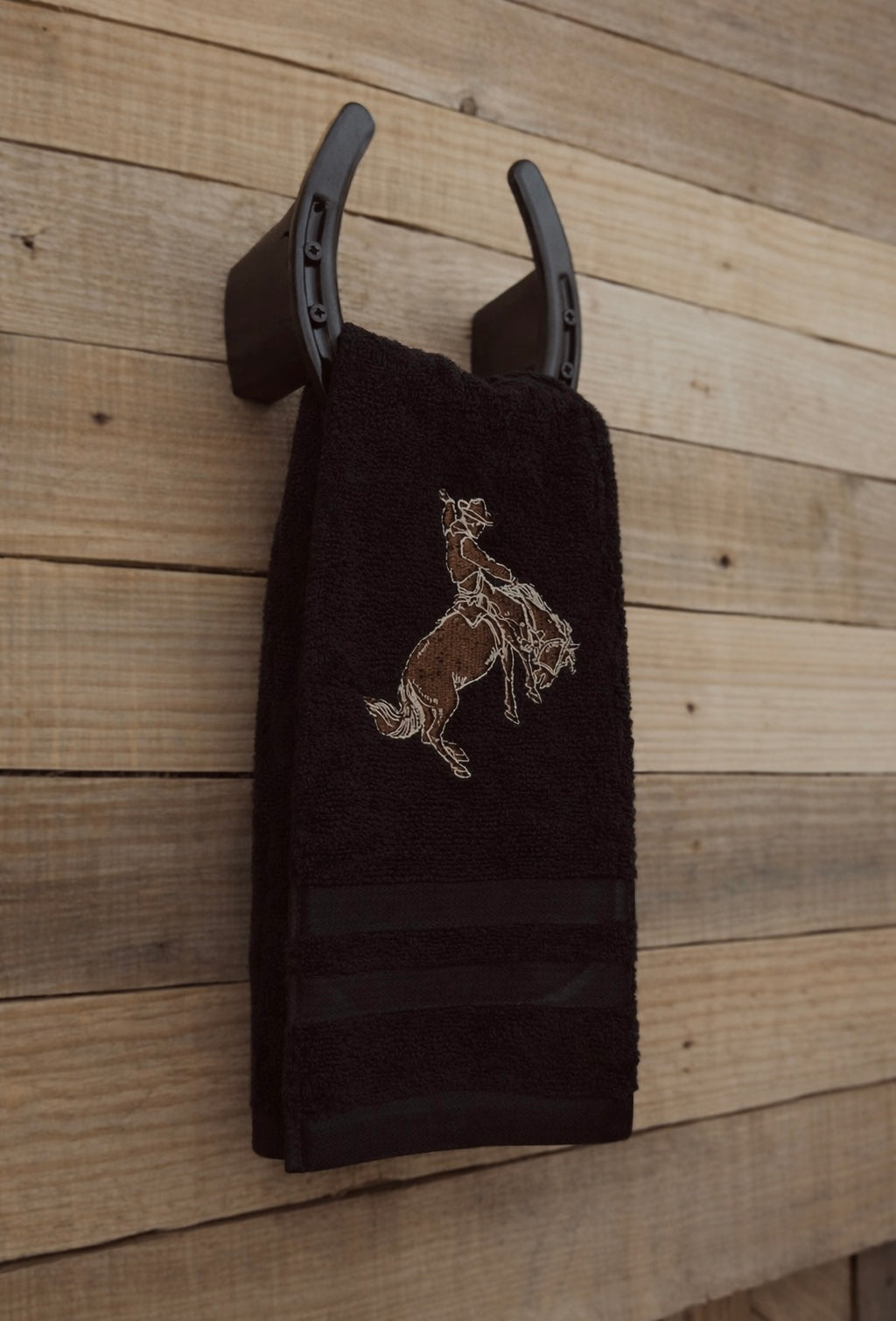 Midnight Bronc Embroidered Hand Towel🌵🖤