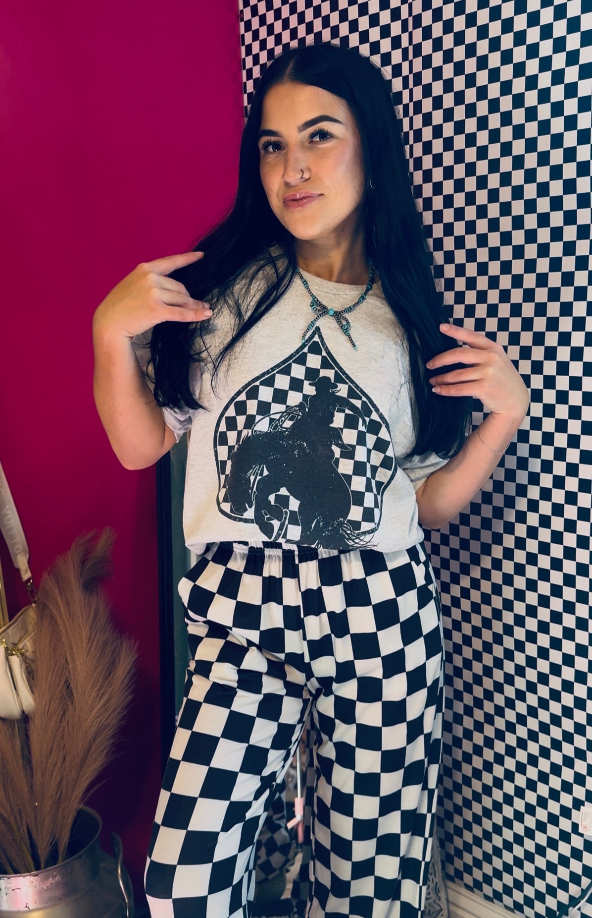 Bucking Horse Checkered Graphic