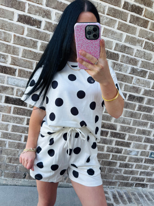 Black Polka Dot Two Piece Set | Cream Matching Outfit | Cute Summer Boutique Set
