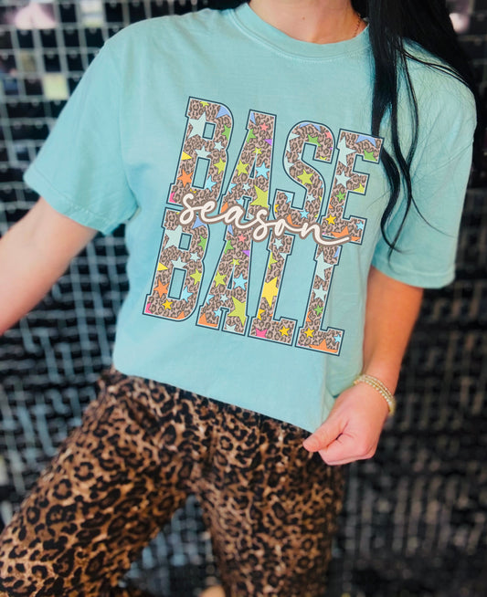 Leopard Star Baseball Season Graphic Tee | Baseball Season Tshirt