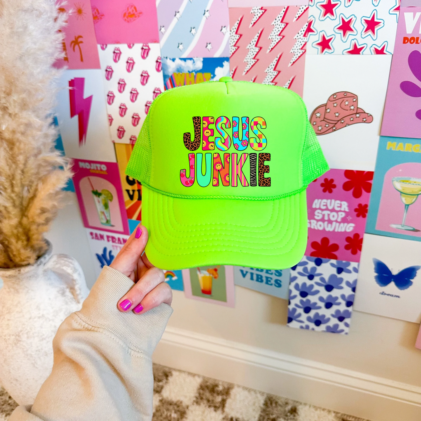 Jesus Junkie Trucker Hat🪩💚