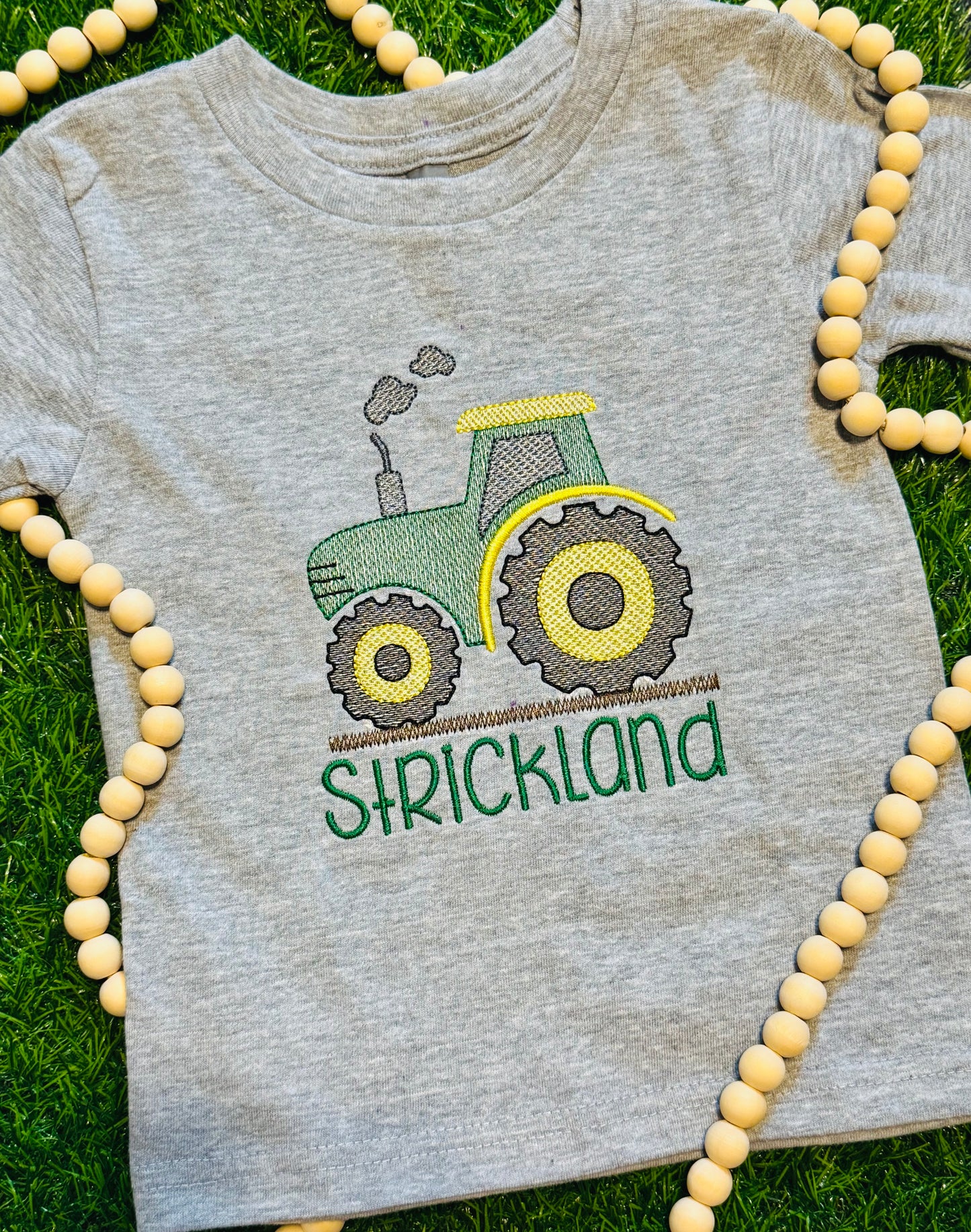 Personalized Tractor Name Shirt – Embroidered Farm Kids Tee – Custom Tractor Shirt – Boys Farm Outfit