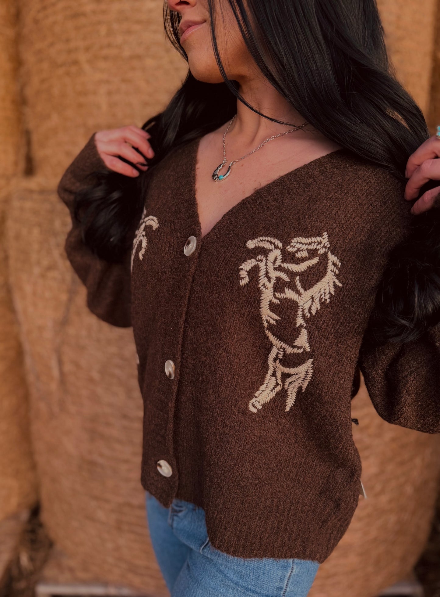 Midnight Ranch Embroidered Horse Cardigan🐴🤎