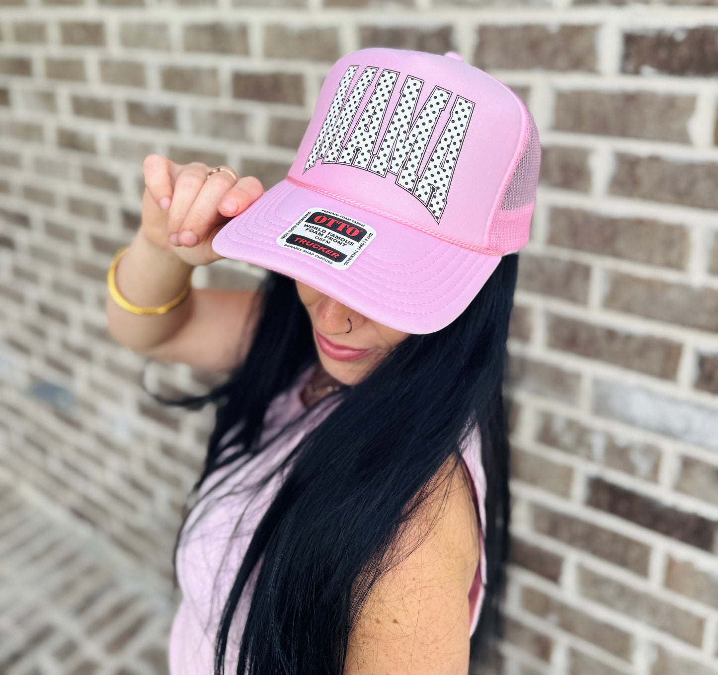 Mama Polka Dot Trucker Hat - OTTO Trucker Hats 🩷⚪️