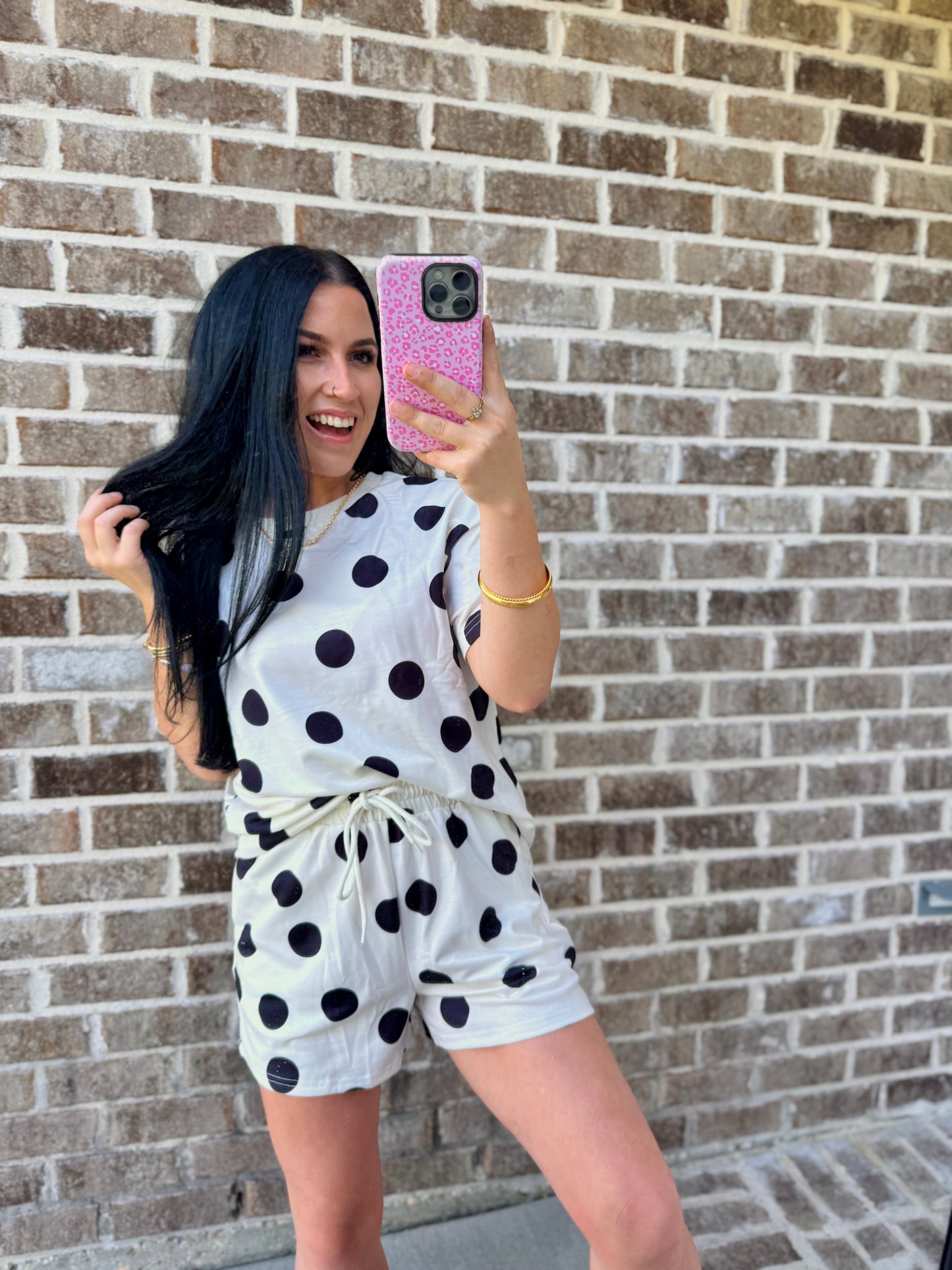 Black Polka Dot Two Piece Set | Cream Matching Outfit | Cute Summer Boutique Set