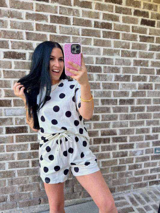 Black Polka Dot Two Piece Set | Cream Matching Outfit | Cute Summer Boutique Set