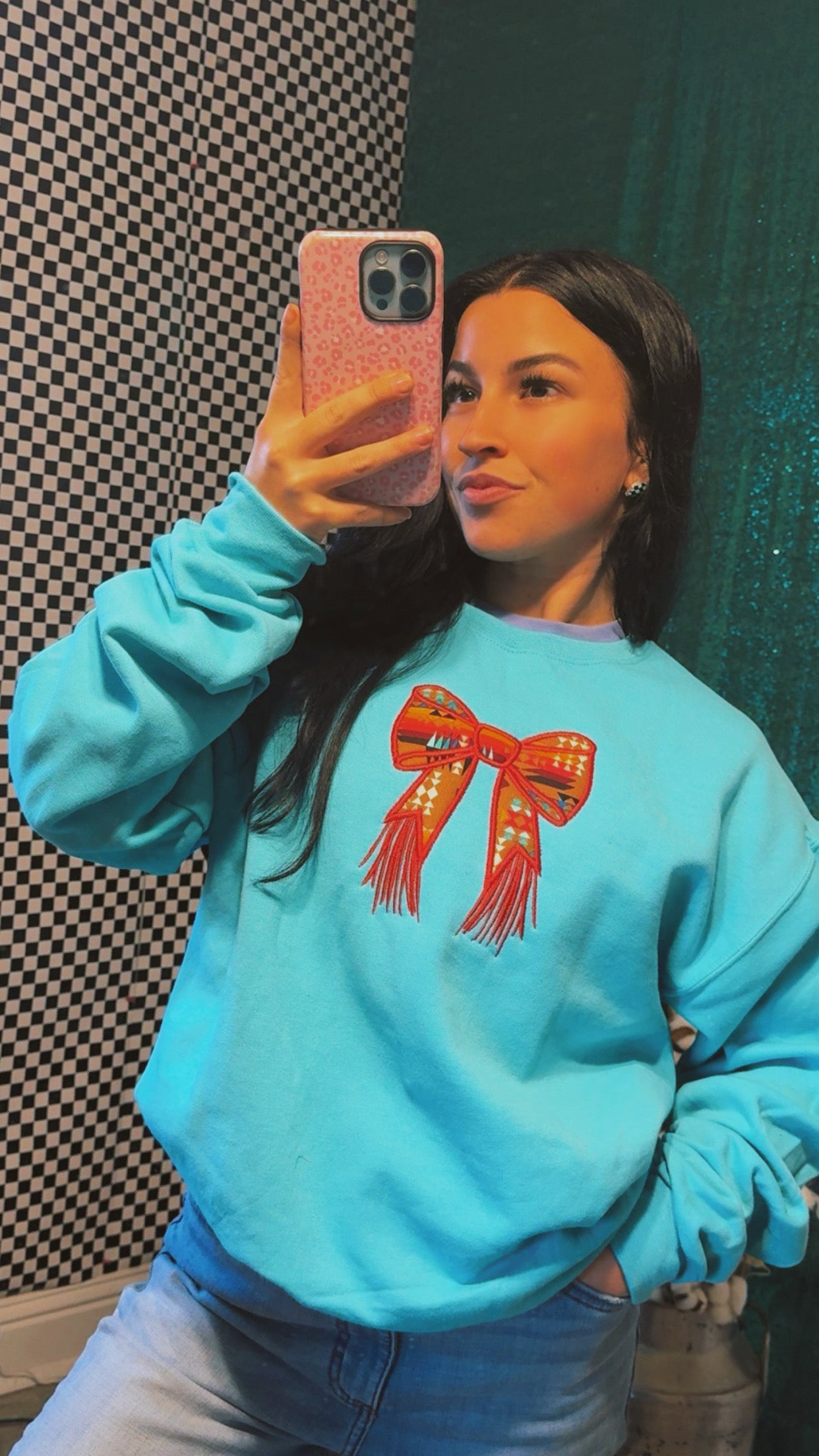 Southwest Bow Embroidered Crewneck- custom🌵🖤