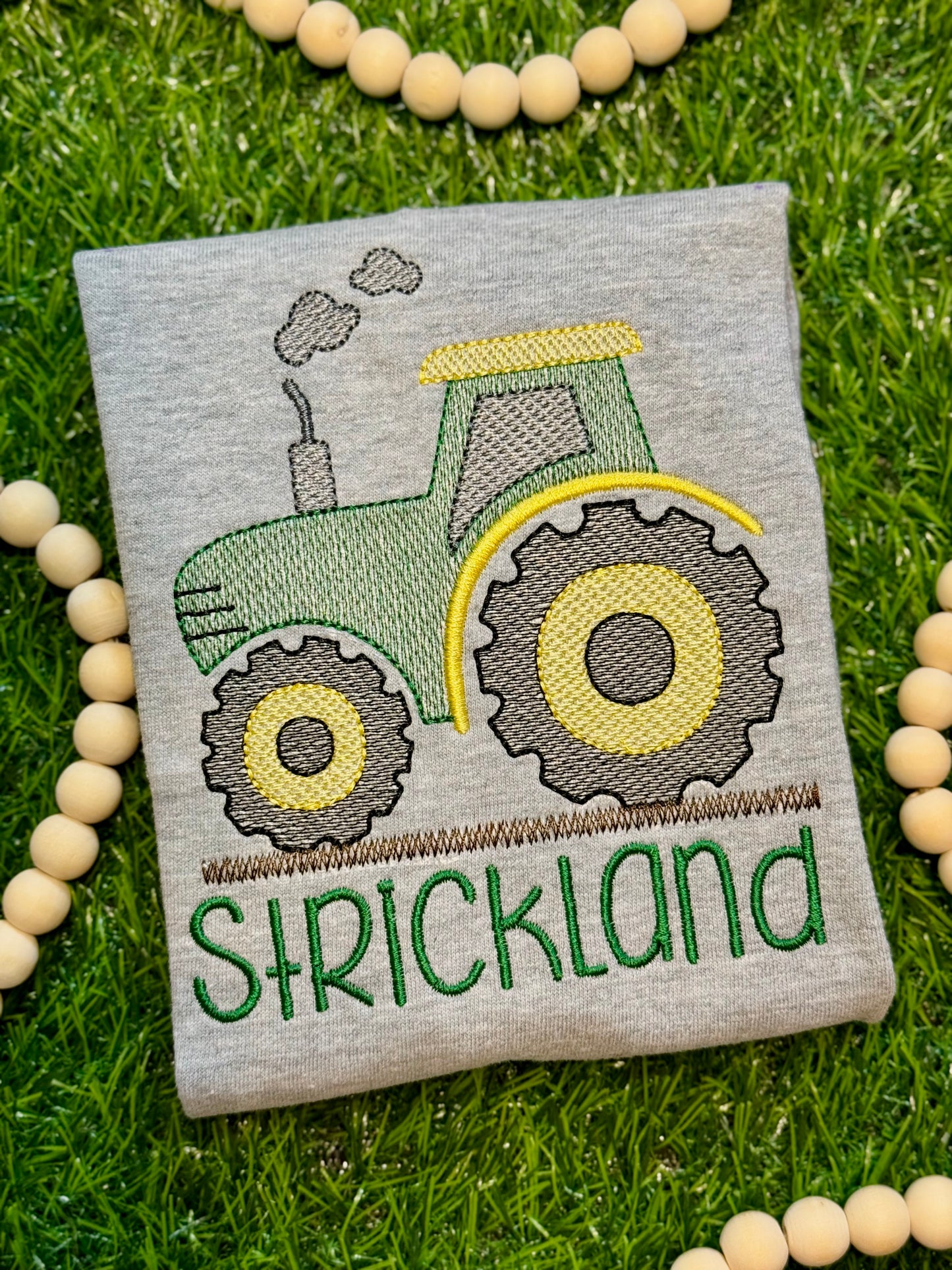 Personalized Tractor Name Shirt – Embroidered Farm Kids Tee – Custom Tractor Shirt – Boys Farm Outfit