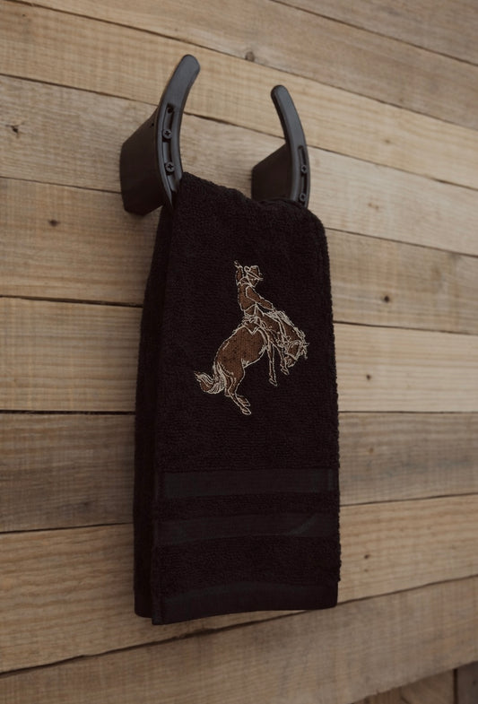 Midnight Bronc Embroidered Hand Towel🌵🖤
