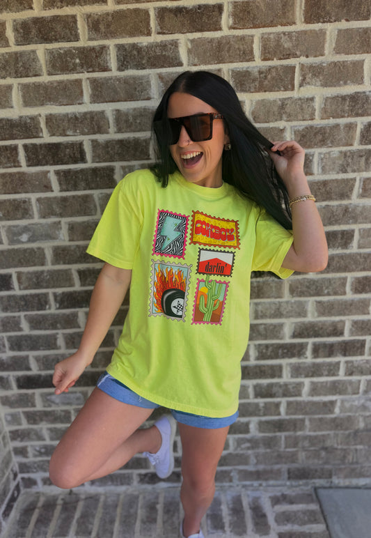 Cowboy Darlin’ Graphic Tee – Neon Western Patch Tee