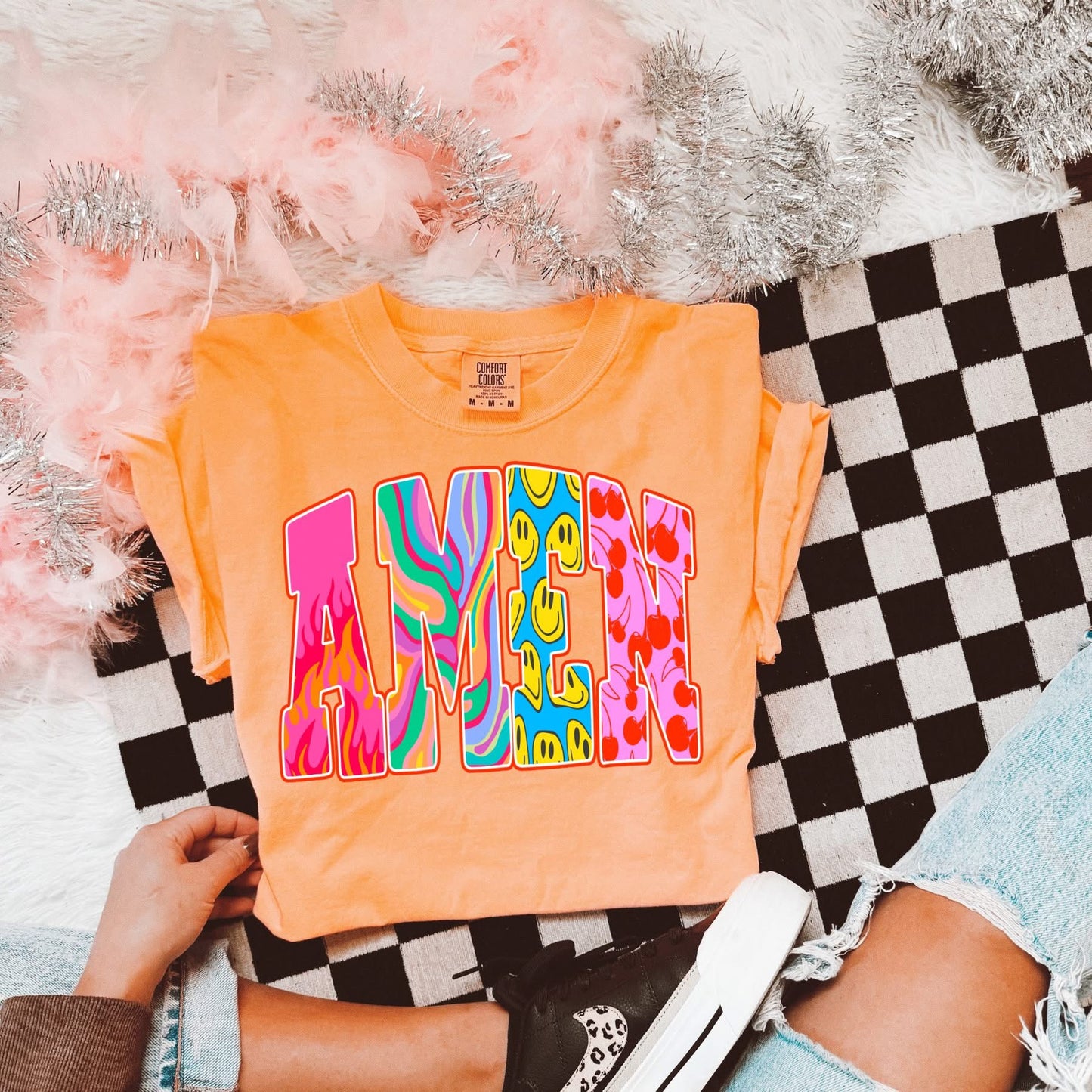 Amen Retro Graphic Tee – Colorful Faith Statement Shirt