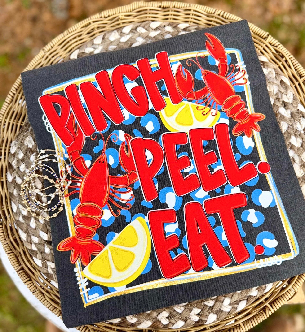 Pinch Peel Eat Crawfish Tee | Southern Crawfish Boil Shirt