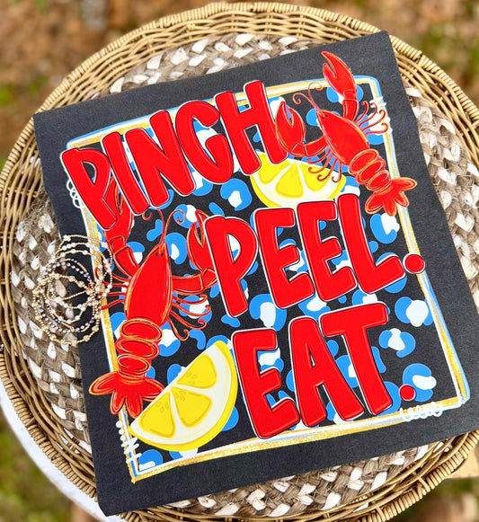 Pinch Peel Eat Crawfish Tee | Southern Crawfish Boil Shirt