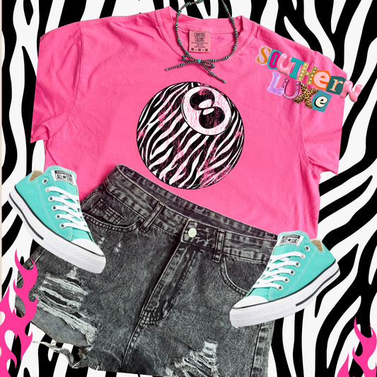 Neon Pink Eight Ball Energy Graphic Tee🎱🩷