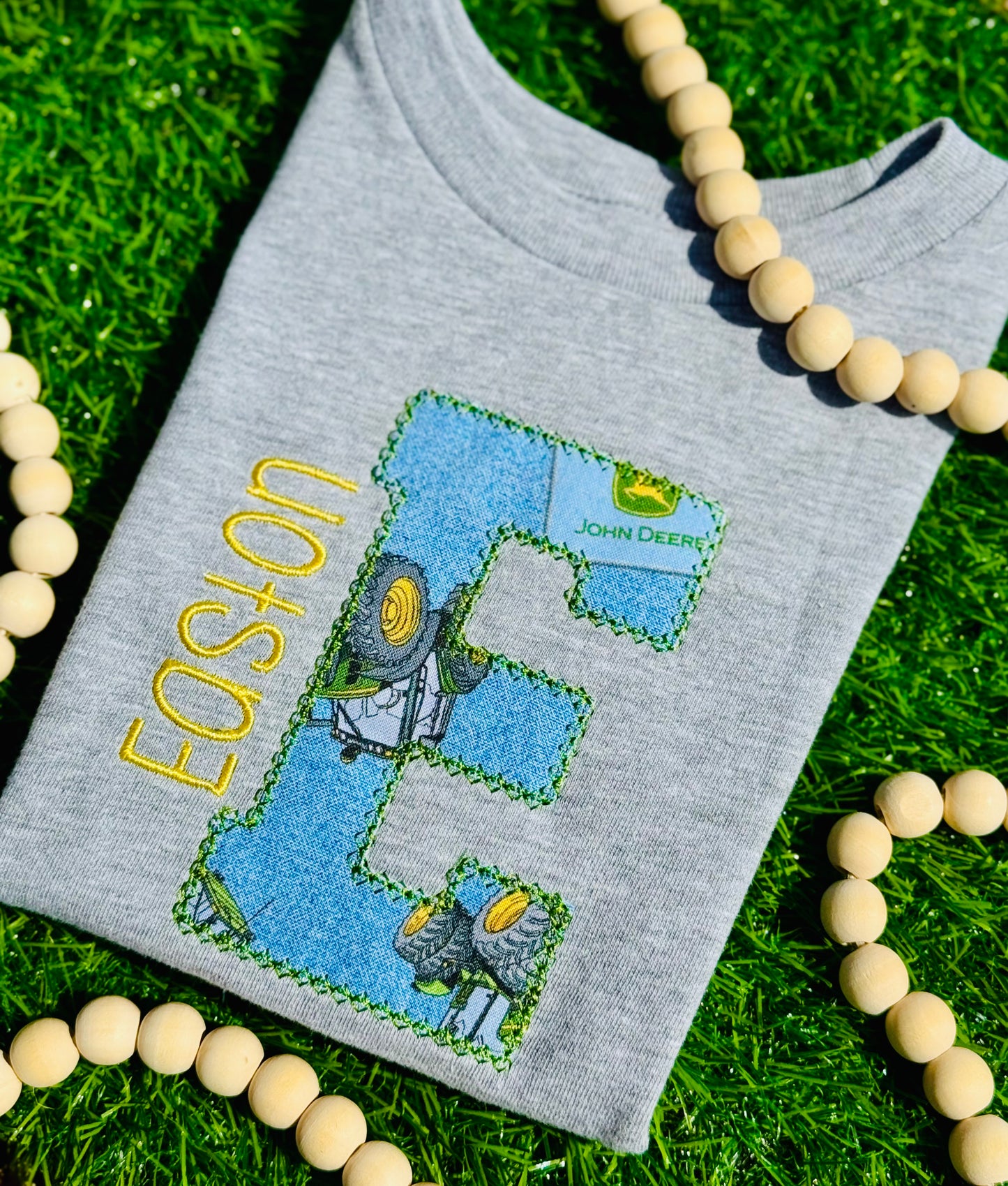 Personalized Tractor Initial Shirt – Custom Farm Name Tee – Boys Tractor Shirt – Southern Kids Embroidered Tee