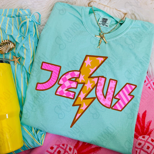Retro Jesus Lightning Tee⚡️🩷